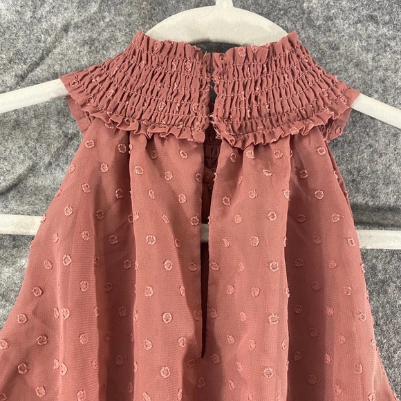 Lulus Mini Dress Large Marsala Pink Halter Ruched Sleeveless Place and Time - Picture 6 of 14